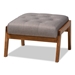 Baxton Studio Naeva Mid-Century Modern Grey Fabric Upholstered Walnut Finished Wood 2-Piece Armchair and Footstool Set - BSOBBT8040-Grey/Walnut-2PC Set