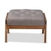 Baxton Studio Naeva Mid-Century Modern Grey Fabric Upholstered Walnut Finished Wood Footstool - BSOBBT8040-Grey/Walnut-Footstool