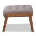 Baxton Studio Naeva Mid-Century Modern Grey Fabric Upholstered Walnut Finished Wood Footstool - BSOBBT8040-Grey/Walnut-Footstool