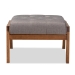 Baxton Studio Naeva Mid-Century Modern Grey Fabric Upholstered Walnut Finished Wood Footstool - BSOBBT8040-Grey/Walnut-Footstool