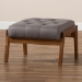 Baxton Studio Naeva Mid-Century Modern Grey Fabric Upholstered Walnut Finished Wood Footstool - BSOBBT8040-Grey/Walnut-Footstool