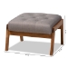 Baxton Studio Naeva Mid-Century Modern Grey Fabric Upholstered Walnut Finished Wood Footstool - BSOBBT8040-Grey/Walnut-Footstool