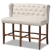 Baxton Studio Alira Modern and Contemporary Beige Fabric Upholstered Walnut Finished Wood Button Tufted Bar Stool Bench