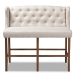 Baxton Studio Alira Modern and Contemporary Beige Fabric Upholstered Walnut Finished Wood Button Tufted Bar Stool Bench - BSOBBT5349-Beige/Walnut-Bench