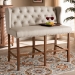 Baxton Studio Alira Modern and Contemporary Beige Fabric Upholstered Walnut Finished Wood Button Tufted Bar Stool Bench - BSOBBT5349-Beige/Walnut-Bench