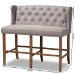 Baxton Studio Alira Modern and Contemporary Grey Fabric Upholstered Walnut Finished Wood Button Tufted Bar Stool Bench - BSOBBT5349-Grey/Walnut-Bench