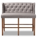 Baxton Studio Alira Modern and Contemporary Grey Fabric Upholstered Walnut Finished Wood Button Tufted Bar Stool Bench - BSOBBT5349-Grey/Walnut-Bench