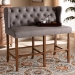 Baxton Studio Alira Modern and Contemporary Grey Fabric Upholstered Walnut Finished Wood Button Tufted Bar Stool Bench - BSOBBT5349-Grey/Walnut-Bench