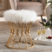 Baxton Studio Leonie Glam and Luxe White Faux Fur Upholstered Gold Finished Metal Ottoman - BSOFJ5A-025-White/Gold-Otto