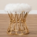 Baxton Studio Leonie Glam and Luxe White Faux Fur Upholstered Gold Finished Metal Ottoman - BSOFJ5A-025-White/Gold-Otto