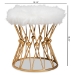 Baxton Studio Leonie Glam and Luxe White Faux Fur Upholstered Gold Finished Metal Ottoman - BSOFJ5A-025-White/Gold-Otto