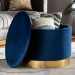 Baxton Studio Marisa Glam and Luxe Navy Blue Velvet Fabric Upholstered Gold Finished Storage Ottoman - BSOJY19A221-Navy/Gold-Otto