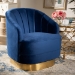 Baxton Studio Fiore Glam and Luxe Royal Blue Velvet Fabric Upholstered Brushed Gold Finished Swivel Accent Chair - BSOTSF-6642-Royal Blue/Gold-CC