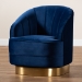 Baxton Studio Fiore Glam and Luxe Royal Blue Velvet Fabric Upholstered Brushed Gold Finished Swivel Accent Chair - BSOTSF-6642-Royal Blue/Gold-CC