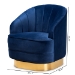 Baxton Studio Fiore Glam and Luxe Royal Blue Velvet Fabric Upholstered Brushed Gold Finished Swivel Accent Chair - BSOTSF-6642-Royal Blue/Gold-CC