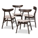 Baxton Studio Britte Mid-Century Modern Beige Fabric Upholstered Dark Oak Brown Finished 4-Piece Wood Dining Chair Set