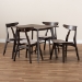 Baxton Studio Britte Mid-Century Modern Beige Fabric Upholstered Dark Oak Brown Finished 5-Piece Wood Dining Set - BSOFiesta-Latte/Coffee Oak-5PC Dining Set