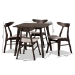 Baxton Studio Britte Mid-Century Modern Beige Fabric Upholstered Dark Oak Brown Finished 5-Piece Wood Dining Set - BSOFiesta-Latte/Coffee Oak-5PC Dining Set