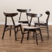Baxton Studio Britte Mid-Century Modern Beige Fabric Upholstered Dark Oak Brown Finished 4-Piece Wood Dining Chair Set - BSOFiesta-Latte/Coffee Oak-DC