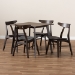 Baxton Studio Britte Mid-Century Modern Dark Grey Fabric Upholstered Dark Oak Brown Finished 5-Piece Wood Dining Set - BSOFiesta-Iron/Coffee Oak-5PC Dining Set