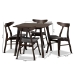 Baxton Studio Britte Mid-Century Modern Dark Grey Fabric Upholstered Dark Oak Brown Finished 5-Piece Wood Dining Set - BSOFiesta-Iron/Coffee Oak-5PC Dining Set