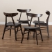 Baxton Studio Britte Mid-Century Modern Dark Grey Fabric Upholstered Dark Oak Brown Finished 4-Piece Wood Dining Chair Set - BSOFiesta-Iron/Coffee Oak-DC