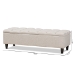 Baxton Studio Brette Mid-Century Modern Light Beige Fabric Upholstered Dark Brown Finished Wood Storage Bench Ottoman - BSOBBT3162-Beige-Otto