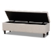 Baxton Studio Brette Mid-Century Modern Light Beige Fabric Upholstered Dark Brown Finished Wood Storage Bench Ottoman - BSOBBT3162-Beige-Otto