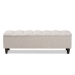 Baxton Studio Brette Mid-Century Modern Light Beige Fabric Upholstered Dark Brown Finished Wood Storage Bench Ottoman - BSOBBT3162-Beige-Otto