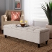 Baxton Studio Brette Mid-Century Modern Light Beige Fabric Upholstered Dark Brown Finished Wood Storage Bench Ottoman - BSOBBT3162-Beige-Otto