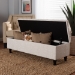 Baxton Studio Brette Mid-Century Modern Light Beige Fabric Upholstered Dark Brown Finished Wood Storage Bench Ottoman - BSOBBT3162-Beige-Otto