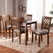 Baxton Studio Caron Modern and Contemporary Grey Fabric Upholstered Walnut Brown Finished Wood 5-Piece Dining Set - BSORH317C-Grey/Walnut-5PC Dining Set