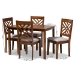Baxton Studio Caron Modern and Contemporary Grey Fabric Upholstered Walnut Brown Finished Wood 5-Piece Dining Set - BSORH317C-Grey/Walnut-5PC Dining Set