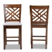 Baxton Studio Caron Modern and Contemporary Grey Fabric Upholstered Walnut Brown Finished 2-Piece Wood Counter Height Pub Chair Set - BSORH317P-Grey/Walnut-PC