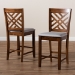 Baxton Studio Caron Modern and Contemporary Grey Fabric Upholstered Walnut Brown Finished 2-Piece Wood Counter Height Pub Chair Set - BSORH317P-Grey/Walnut-PC