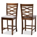 Baxton Studio Lanier Modern and Contemporary Grey Fabric Upholstered Walnut Brown Finished 2-Piece Wood Counter Height Pub Chair Set