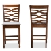 Baxton Studio Lanier Modern and Contemporary Grey Fabric Upholstered Walnut Brown Finished 2-Piece Wood Counter Height Pub Chair Set - BSORH318P-Grey/Walnut-PC