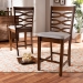 Baxton Studio Lanier Modern and Contemporary Grey Fabric Upholstered Walnut Brown Finished 2-Piece Wood Counter Height Pub Chair Set - BSORH318P-Grey/Walnut-PC
