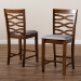 Baxton Studio Lanier Modern and Contemporary Grey Fabric Upholstered Walnut Brown Finished 2-Piece Wood Counter Height Pub Chair Set - BSORH318P-Grey/Walnut-PC