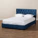 Baxton Studio Caronia Modern and Contemporary Navy Blue Velvet Fabric Upholstered 2-Drawer Queen Size Platform Storage Bed - BSOCaronia-Navy-Queen
