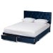 Baxton Studio Caronia Modern and Contemporary Navy Blue Velvet Fabric Upholstered 2-Drawer Queen Size Platform Storage Bed - BSOCaronia-Navy-Queen