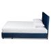 Baxton Studio Caronia Modern and Contemporary Navy Blue Velvet Fabric Upholstered 2-Drawer Queen Size Platform Storage Bed - BSOCaronia-Navy-Queen