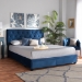 Baxton Studio Caronia Modern and Contemporary Navy Blue Velvet Fabric Upholstered 2-Drawer Queen Size Platform Storage Bed - BSOCaronia-Navy-Queen