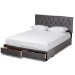 Baxton Studio Caronia Modern and Contemporary Grey Velvet Fabric Upholstered 2-Drawer Queen Size Platform Storage Bed - BSOCaronia-Grey-Queen