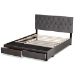 Baxton Studio Caronia Modern and Contemporary Grey Velvet Fabric Upholstered 2-Drawer Queen Size Platform Storage Bed - BSOCaronia-Grey-Queen
