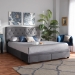 Baxton Studio Caronia Modern and Contemporary Grey Velvet Fabric Upholstered 2-Drawer Queen Size Platform Storage Bed - BSOCaronia-Grey-Queen