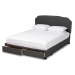 Baxton Studio Larese Dark Grey Fabric Upholstered 2-Drawer Queen Size Platform Storage Bed - BSOLarese-Charcoal Grey-Queen