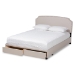 Baxton Studio Larese Beige Fabric Upholstered 2-Drawer Queen Size Platform Storage Bed - BSOLarese-Beige-Queen