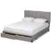 Baxton Studio Netti Light Grey Fabric Upholstered 2-Drawer Queen Size Platform Storage Bed - BSONetti-Grey-Queen
