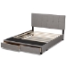 Baxton Studio Netti Light Grey Fabric Upholstered 2-Drawer Queen Size Platform Storage Bed - BSONetti-Grey-Queen